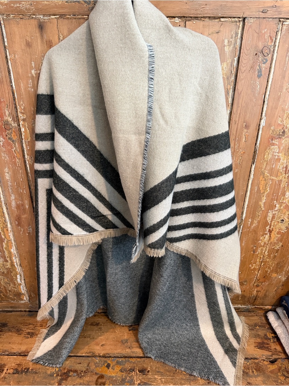 Zara Blanket Scarf Neutral Cream and Black Striped